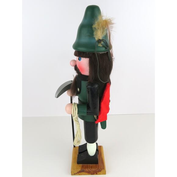 Vintage 15" Wooden Nutcracker Mountain Climber Green Hat Red Pack Germany Style - Picture 5 of 12